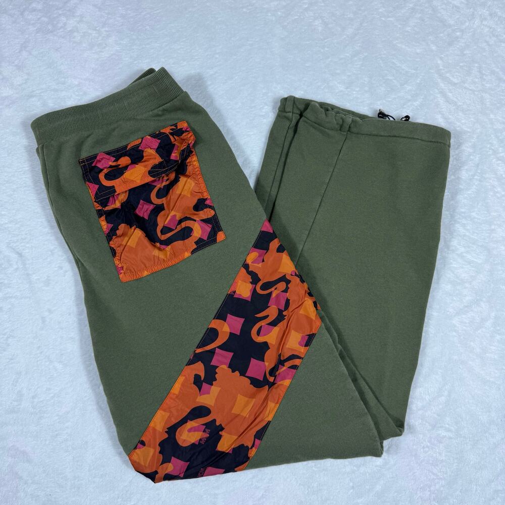 MCM Jungle Green Cotton Orange Camo Track Sweatpants Men's Medium Made in Italy